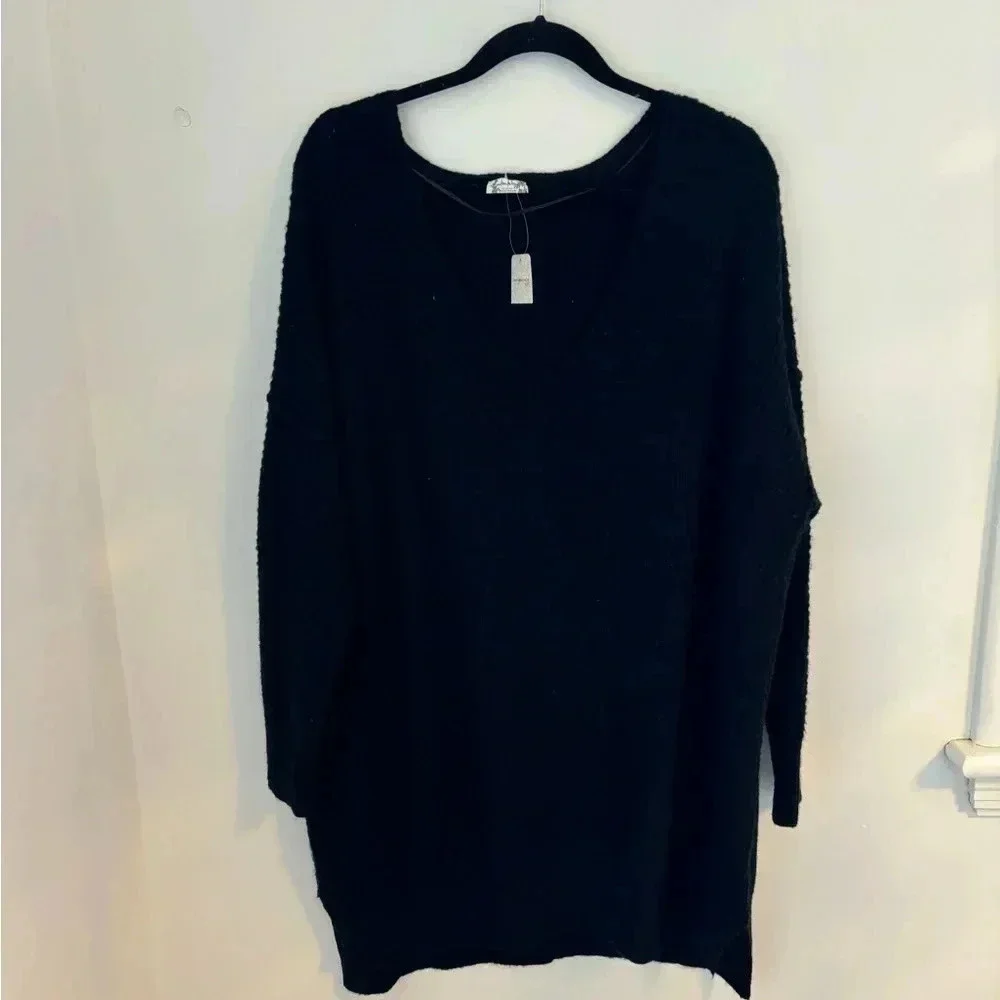 Free People Black Cozy Sweater Dress NWT - Picture 2 of 6